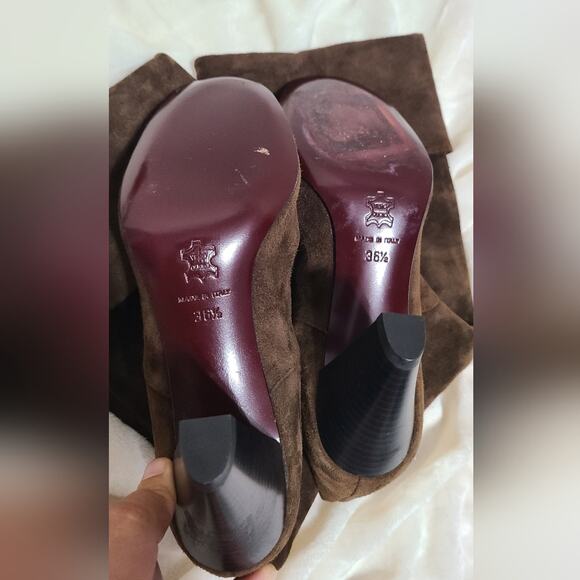 San Frediano Tall Brown Suede Heeled Boots Size 36.5 - Picture 4 of 4